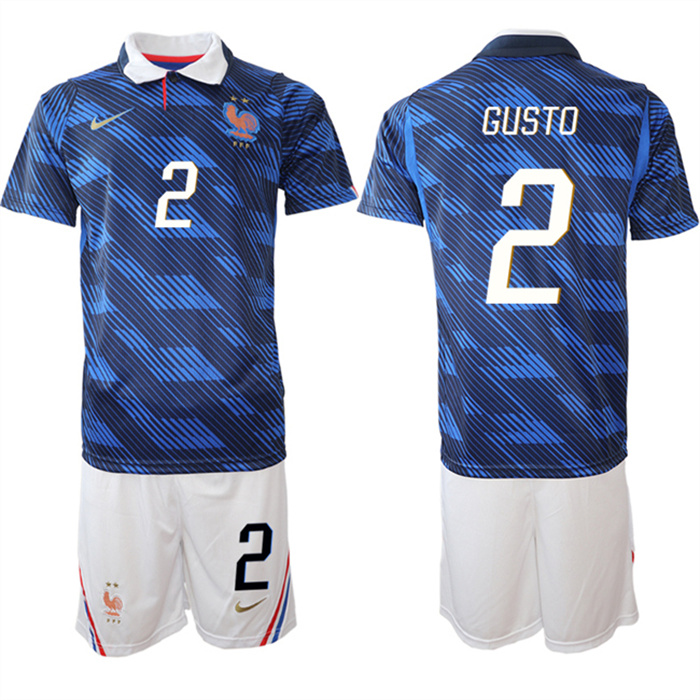 Men's France #2 Malo Gusto Navy 2026 World Cup Home Soccer Jersey Suit